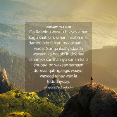 Picture 04 - Naxuum 1:14 SOM - Oo Rabbigu wuxuu bixiyey amar kugu saabsan, si - Bible Verse Picture