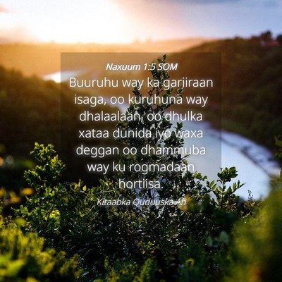 Picture 04 - Naxuum 1:5 SOM - Buuruhu way ka gariiraan isaga, oo kuruhuna way - Bible Verse Picture