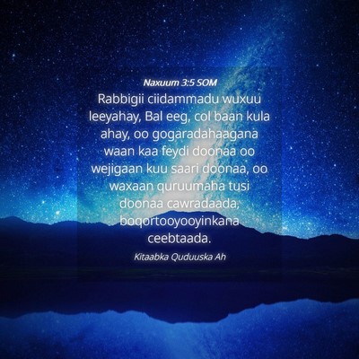 Picture 04 - Naxuum 3:5 SOM - Rabbigii ciidammadu wuxuu leeyahay, Bal eeg, col - Bible Verse Picture