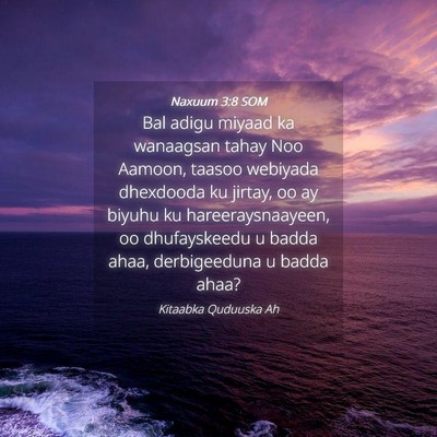 Picture 04 - Naxuum 3:8 SOM - Bal adigu miyaad ka wanaagsan tahay Noo Aamoon, - Bible Verse Picture