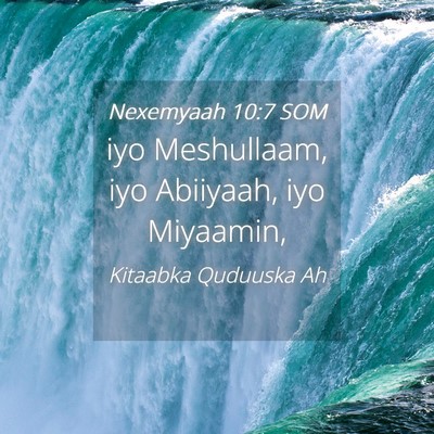 Picture 04 - Nexemyaah 10:7 SOM - iyo Meshullaam, iyo Abiiyaah, iyo - Bible Verse Picture