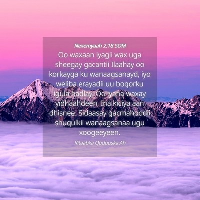 Picture 04 - Nexemyaah 2:18 SOM - Oo waxaan iyagii wax uga sheegay gacantii Ilaahay - Bible Verse Picture
