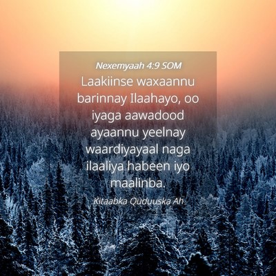 Picture 04 - Nexemyaah 4:9 SOM - Laakiinse waxaannu barinnay Ilaahayo, oo iyaga - Bible Verse Picture