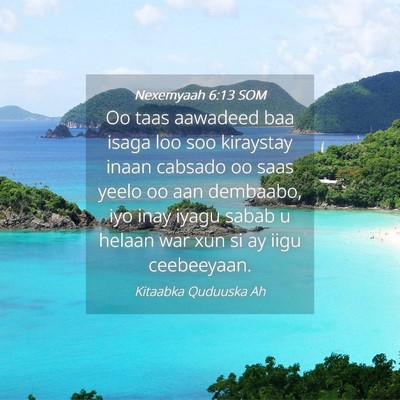 Picture 04 - Nexemyaah 6:13 SOM - Oo taas aawadeed baa isaga loo soo kiraystay - Bible Verse Picture