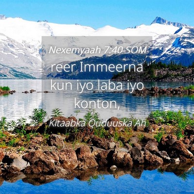 Picture 04 - Nexemyaah 7:40 SOM - reer Immeerna kun iyo laba iyo - Bible Verse Picture
