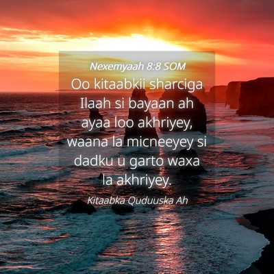 Picture 04 - Nexemyaah 8:8 SOM - Oo kitaabkii sharciga Ilaah si bayaan ah ayaa loo - Bible Verse Picture