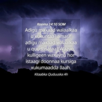 Picture 04 - Rooma 14:10 SOM - Adigu maxaad walaalkaa u xukuntaa? amase adigu - Bible Verse Picture