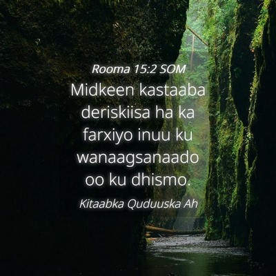 Picture 04 - Rooma 15:2 SOM - Midkeen kastaaba deriskiisa ha ka farxiyo inuu ku - Bible Verse Picture