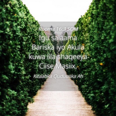 Picture 04 - Rooma 16:3 SOM - Igu salaama Bariska iyo Akula kuwa iila shaqeeya - Bible Verse Picture