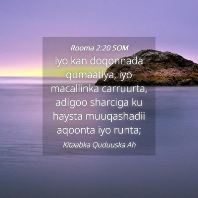 Picture 04 - Rooma 2:20 SOM - iyo kan doqonnada qumaatiya, iyo macallinka - Bible Verse Picture