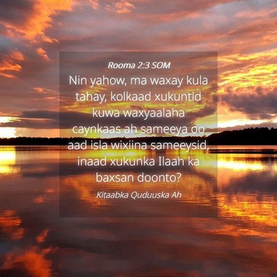 Picture 04 - Rooma 2:3 SOM - Nin yahow, ma waxay kula tahay, kolkaad xukuntid - Bible Verse Picture