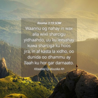 Picture 04 - Rooma 3:19 SOM - Waannu og nahay in wax alla wixii sharcigu - Bible Verse Picture
