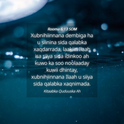 Picture 04 - Rooma 6:13 SOM - Xubnihiinnana dembiga ha u siinina sida qalabka - Bible Verse Picture