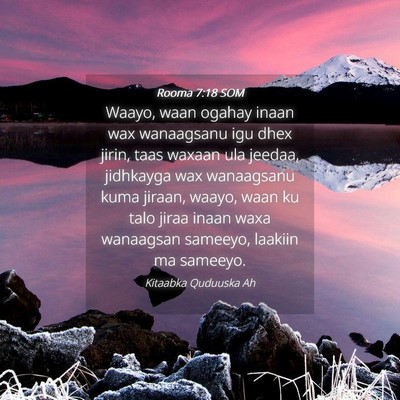 Picture 04 - Rooma 7:18 SOM - Waayo, waan ogahay inaan wax wanaagsanu igu dhex - Bible Verse Picture