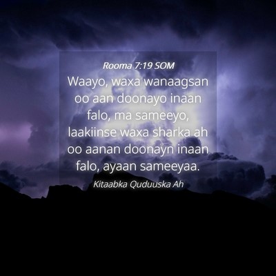 Picture 04 - Rooma 7:19 SOM - Waayo, waxa wanaagsan oo aan doonayo inaan falo, - Bible Verse Picture