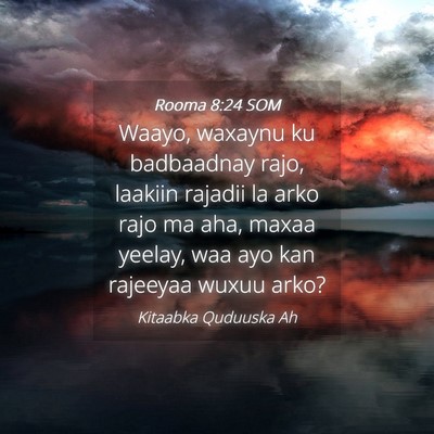 Picture 04 - Rooma 8:24 SOM - Waayo, waxaynu ku badbaadnay rajo, laakiin - Bible Verse Picture
