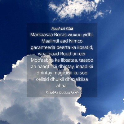 Picture 04 - Ruud 4:5 SOM - Markaasaa Bocas wuxuu yidhi, Maalintii aad Nimco - Bible Verse Picture