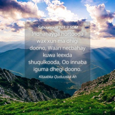Picture 04 - Sabuurradii 101:3 SOM - Indhahayga hortooda wax xun ma dhigi doono, Waan - Bible Verse Picture
