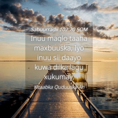 Picture 04 - Sabuurradii 102:20 SOM - Inuu maqlo taaha maxbuuska, Iyo inuu sii daayo - Bible Verse Picture