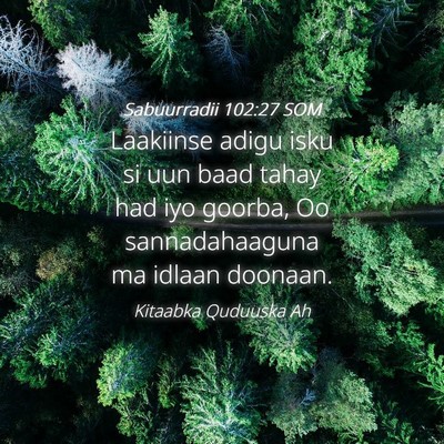 Picture 04 - Sabuurradii 102:27 SOM - Laakiinse adigu isku si uun baad tahay had iyo - Bible Verse Picture