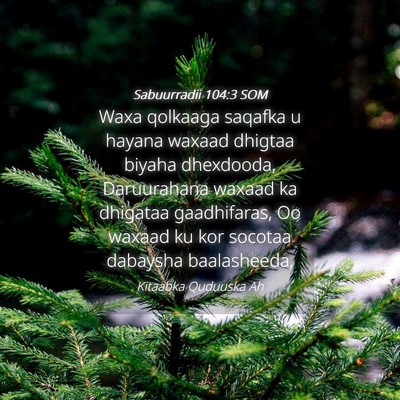 Picture 04 - Sabuurradii 104:3 SOM - Waxa qolkaaga saqafka u hayana waxaad dhigtaa - Bible Verse Picture