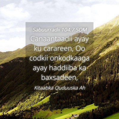Picture 04 - Sabuurradii 104:7 SOM - Canaantaadii ayay ku carareen, Oo codkii - Bible Verse Picture