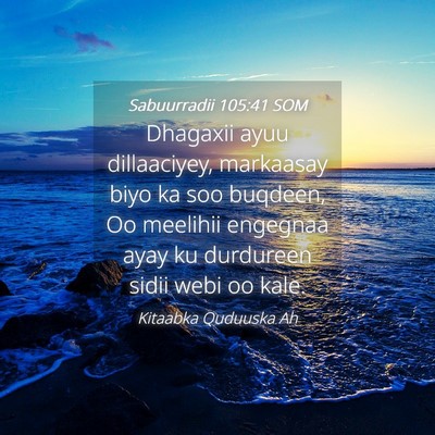 Picture 04 - Sabuurradii 105:41 SOM - Dhagaxii ayuu dillaaciyey, markaasay biyo ka soo - Bible Verse Picture