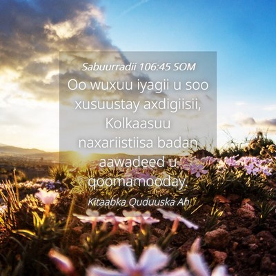 Picture 04 - Sabuurradii 106:45 SOM - Oo wuxuu iyagii u soo xusuustay axdigiisii, - Bible Verse Picture