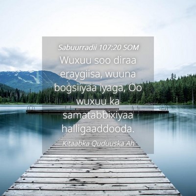 Picture 04 - Sabuurradii 107:20 SOM - Wuxuu soo diraa eraygiisa, wuuna bogsiiyaa iyaga, - Bible Verse Picture