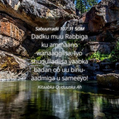 Picture 04 - Sabuurradii 107:31 SOM - Dadku muu Rabbiga ku ammaano wanaaggiisa, Iyo - Bible Verse Picture