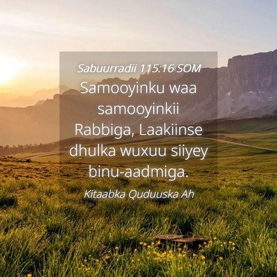 Picture 04 - Sabuurradii 115:16 SOM - Samooyinku waa samooyinkii Rabbiga, Laakiinse - Bible Verse Picture