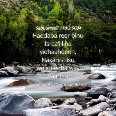 Picture 04 - Sabuurradii 118:2 SOM - Haddaba reer binu Israa'iil ha yidhaahdeen, - Bible Verse Picture