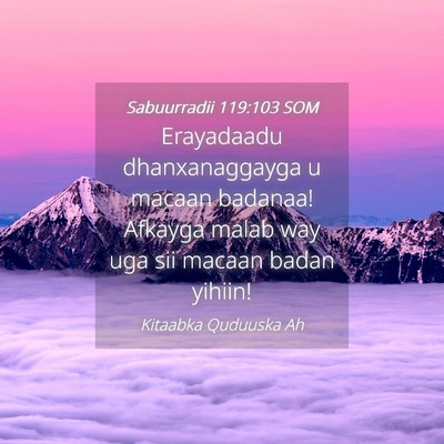 Picture 04 - Sabuurradii 119:103 SOM - Erayadaadu dhanxanaggayga u macaan badanaa! - Bible Verse Picture
