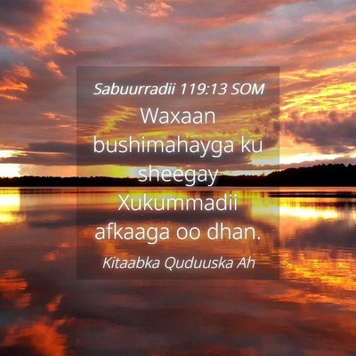 Picture 04 - Sabuurradii 119:13 SOM - Waxaan bushimahayga ku sheegay Xukummadii afkaaga - Bible Verse Picture