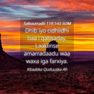 Picture 04 - Sabuurradii 119:143 SOM - Dhib iyo cidhiidhi baa i qabsaday. Laakiinse - Bible Verse Picture