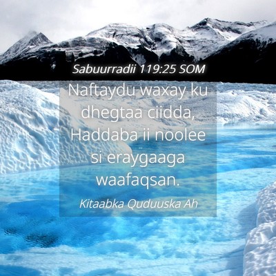 Picture 04 - Sabuurradii 119:25 SOM - Naftaydu waxay ku dhegtaa ciidda, Haddaba ii - Bible Verse Picture