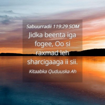 Picture 04 - Sabuurradii 119:29 SOM - Jidka beenta iga fogee, Oo si raxmad leh - Bible Verse Picture