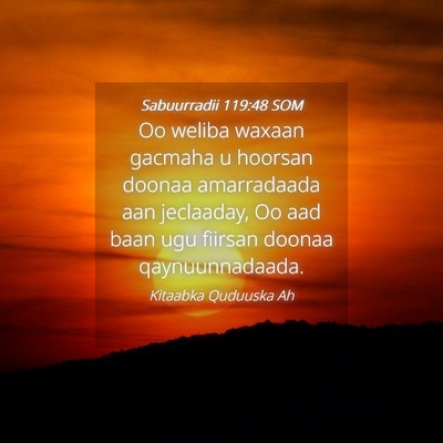 Picture 04 - Sabuurradii 119:48 SOM - Oo weliba waxaan gacmaha u hoorsan doonaa - Bible Verse Picture