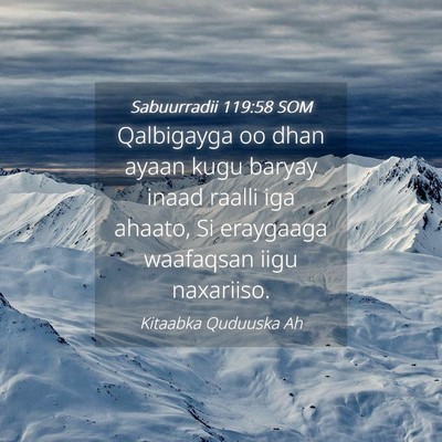 Picture 04 - Sabuurradii 119:58 SOM - Qalbigayga oo dhan ayaan kugu baryay inaad raalli - Bible Verse Picture
