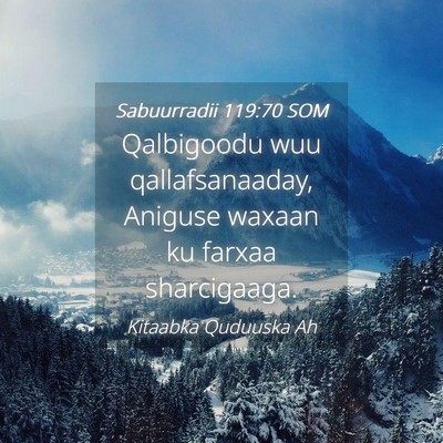 Picture 04 - Sabuurradii 119:70 SOM - Qalbigoodu wuu qallafsanaaday, Aniguse waxaan ku - Bible Verse Picture