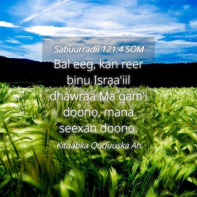 Picture 04 - Sabuurradii 121:4 SOM - Bal eeg, kan reer binu Israa'iil dhawraa Ma gam'i - Bible Verse Picture