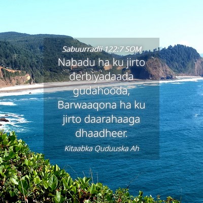 Picture 04 - Sabuurradii 122:7 SOM - Nabadu ha ku jirto derbiyadaada gudahooda, - Bible Verse Picture