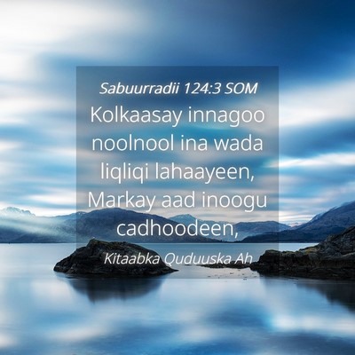 Picture 04 - Sabuurradii 124:3 SOM - Kolkaasay innagoo noolnool ina wada liqliqi - Bible Verse Picture
