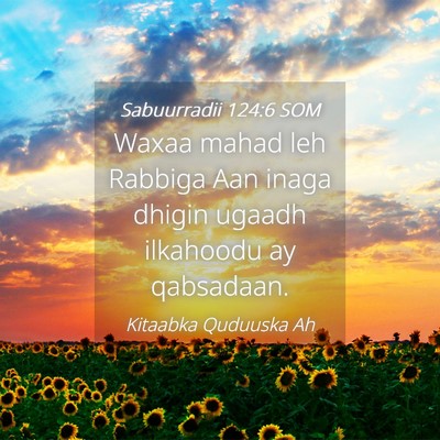 Picture 04 - Sabuurradii 124:6 SOM - Waxaa mahad leh Rabbiga Aan inaga dhigin ugaadh - Bible Verse Picture