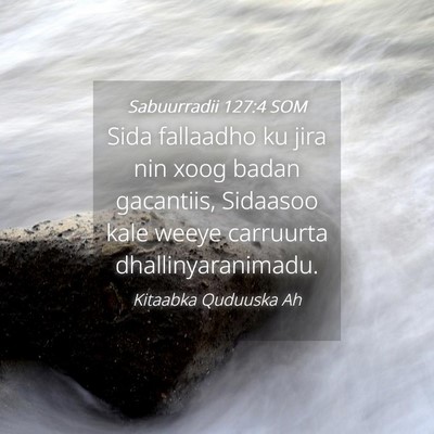 Picture 04 - Sabuurradii 127:4 SOM - Sida fallaadho ku jira nin xoog badan gacantiis, - Bible Verse Picture