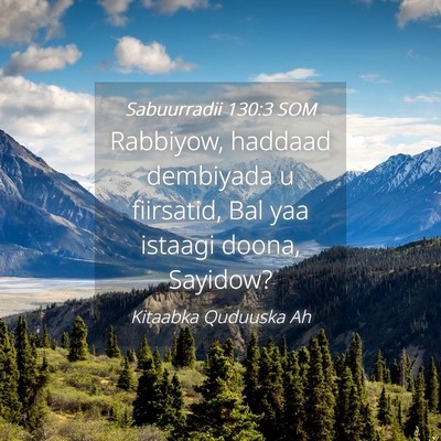 Picture 04 - Sabuurradii 130:3 SOM - Rabbiyow, haddaad dembiyada u fiirsatid, Bal yaa - Bible Verse Picture