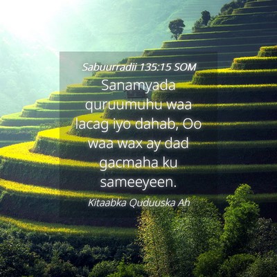 Picture 04 - Sabuurradii 135:15 SOM - Sanamyada quruumuhu waa lacag iyo dahab, Oo waa - Bible Verse Picture