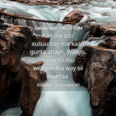 Picture 04 - Sabuurradii 136:23 SOM - Kan ina soo xusuustay markaan gunta ahayn, Waayo, - Bible Verse Picture