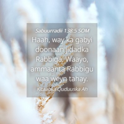Picture 04 - Sabuurradii 138:5 SOM - Haah, way ka gabyi doonaan jidadka Rabbiga, - Bible Verse Picture