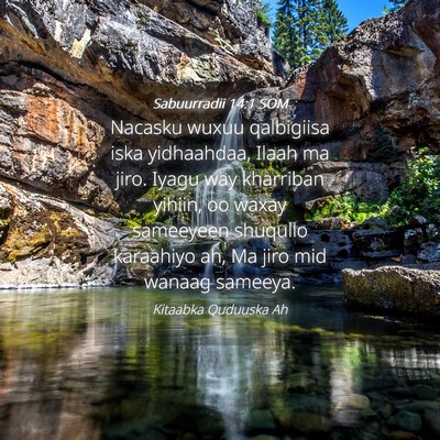 Picture 04 - Sabuurradii 14:1 SOM - Nacasku wuxuu qalbigiisa iska yidhaahdaa, Ilaah - Bible Verse Picture